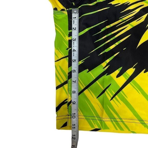 Slippery Board Shorts Solar Tie Front Black Neon Green Yellow Side Pocket Men 30 - Picture 9 of 15